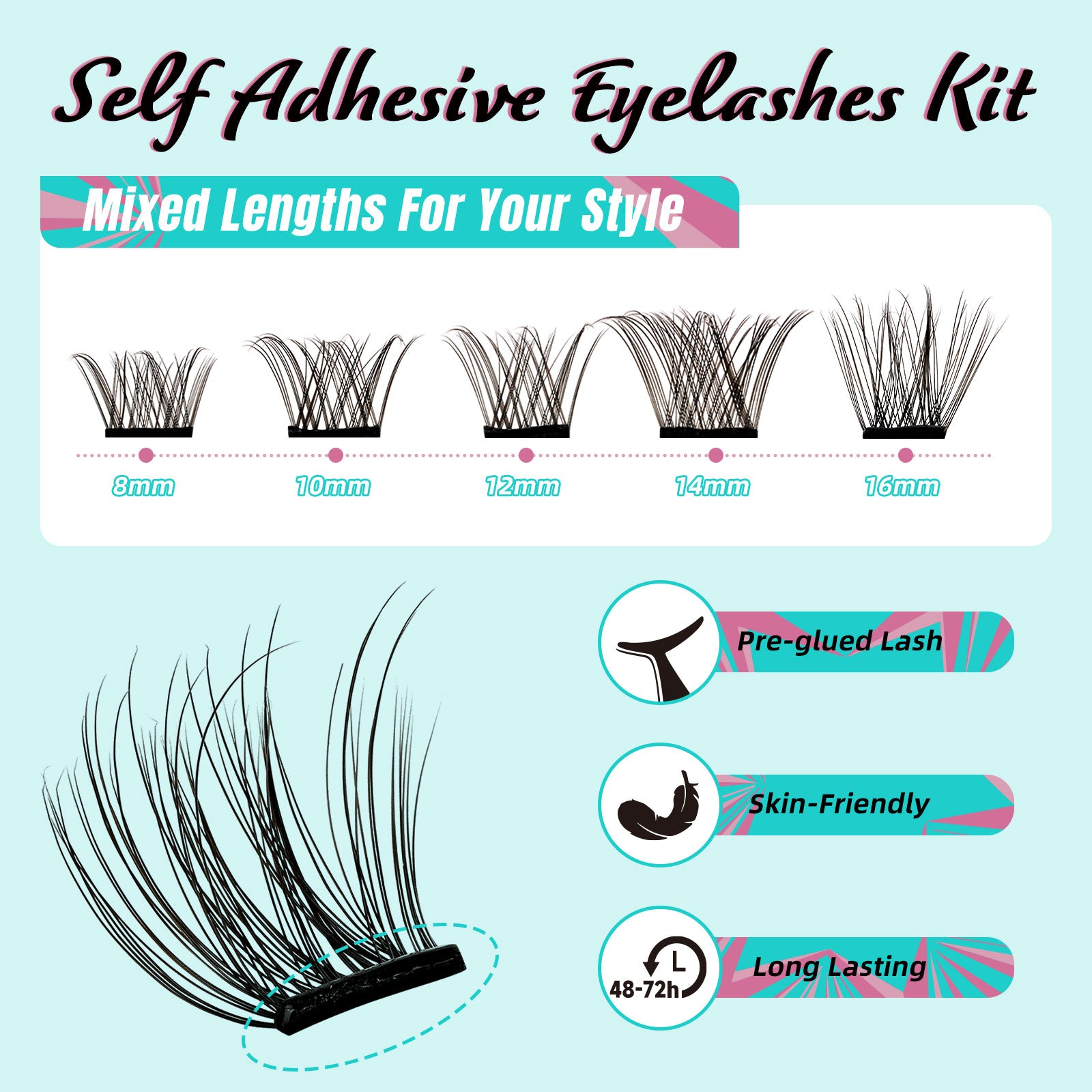 AMZGlRL Saturdays Self Adhesive Eyelashes 40Pcs