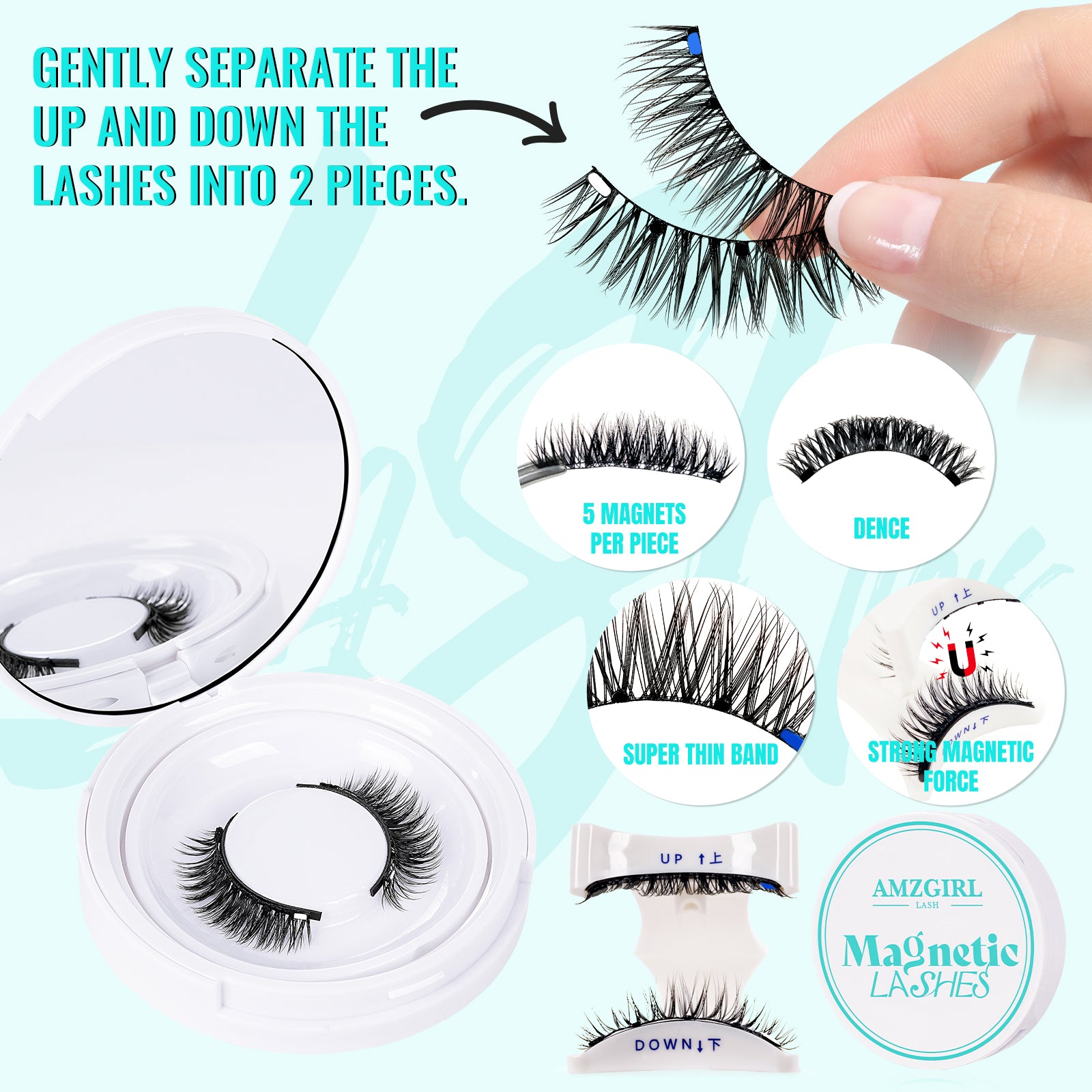 AMZGIRL Glue-Free Magnetic Lashes (1Pair-Dense)