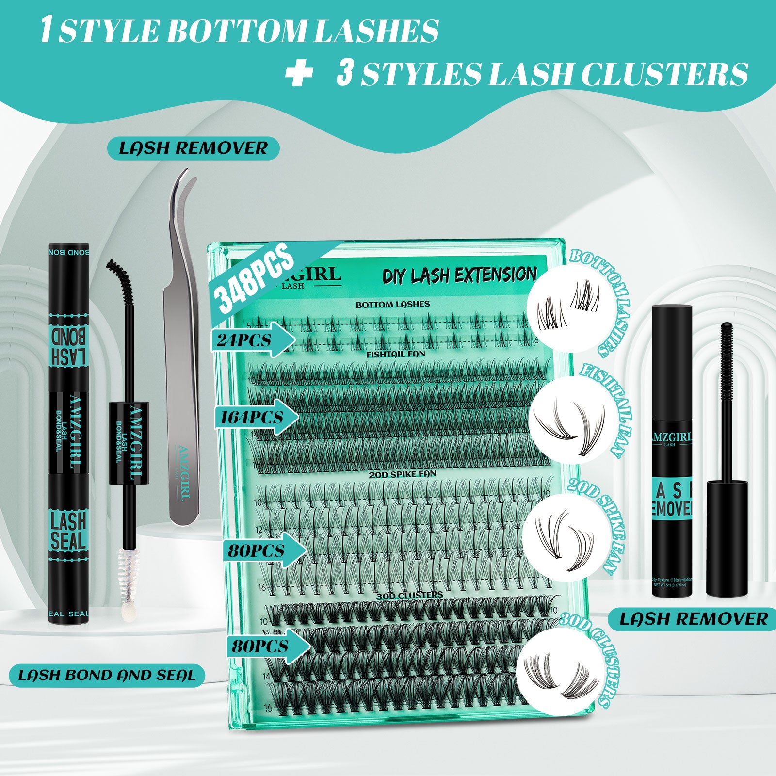 AMZGlRL 4Styles Wispy Individual Cluster Lashes with Bottom Lashes