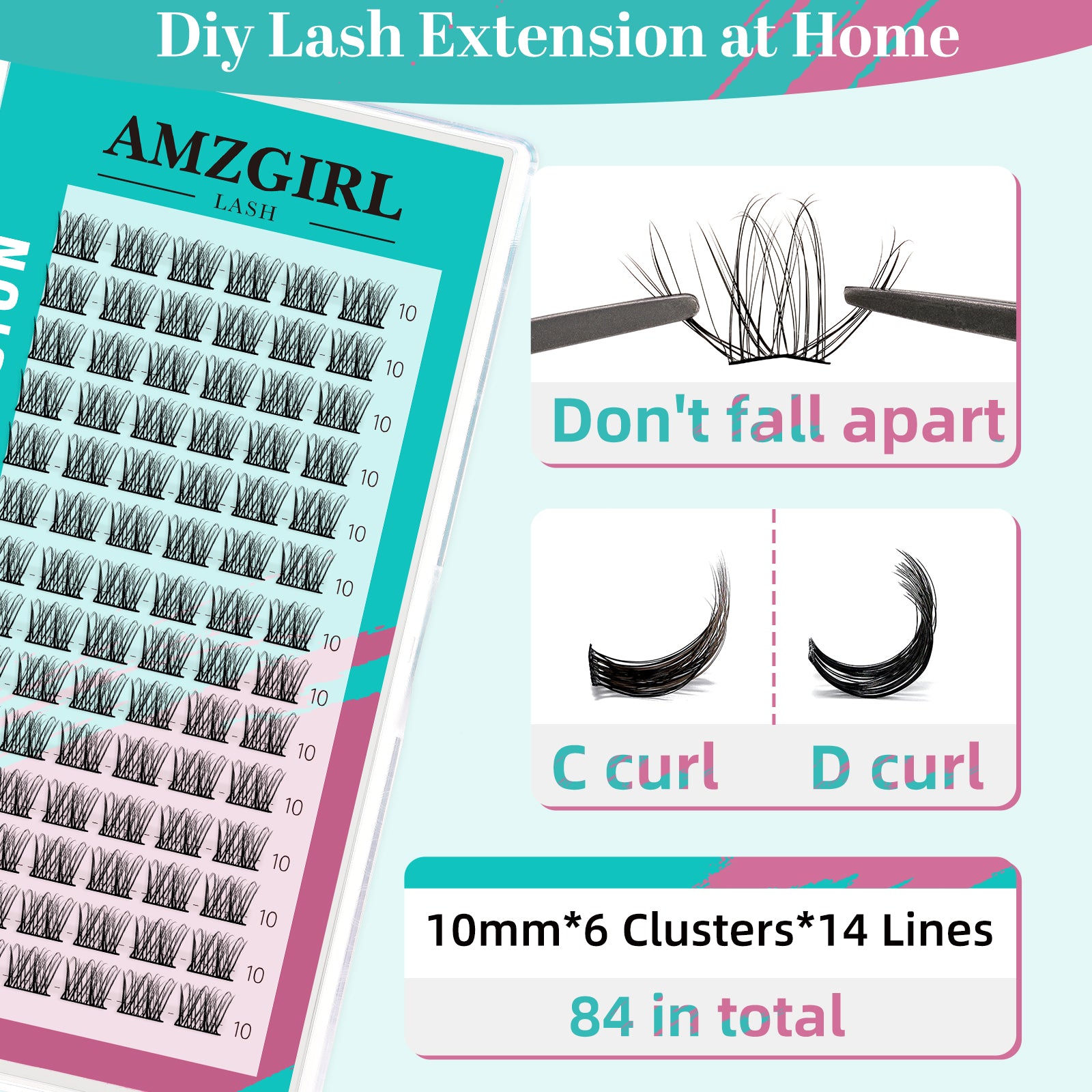 AMZGIRL Prism Lash Clusters Kits 84 Pcs