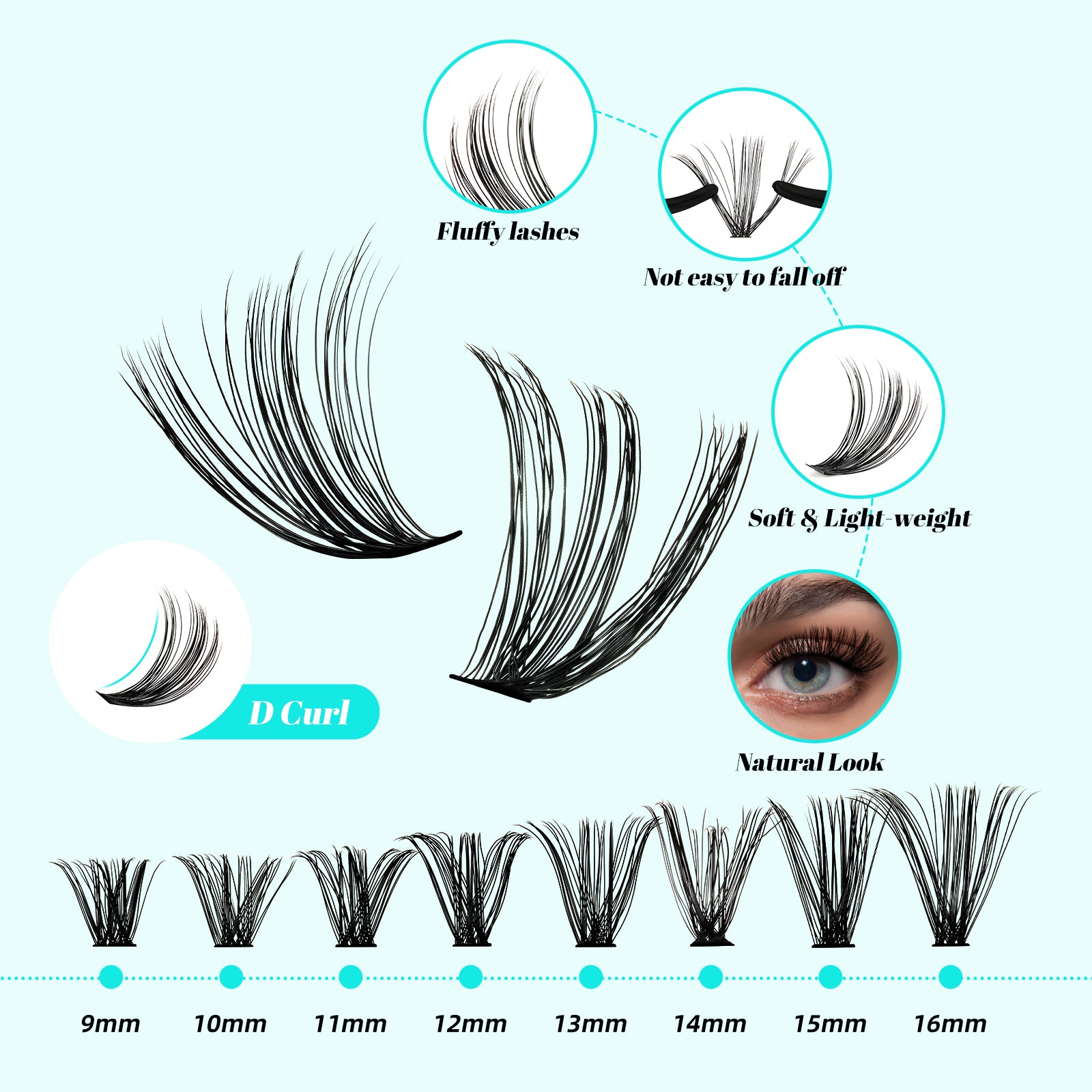AMZGIRL 320Pcs Lash Clusters Kit 40D 50D Eyelash Extension Kit