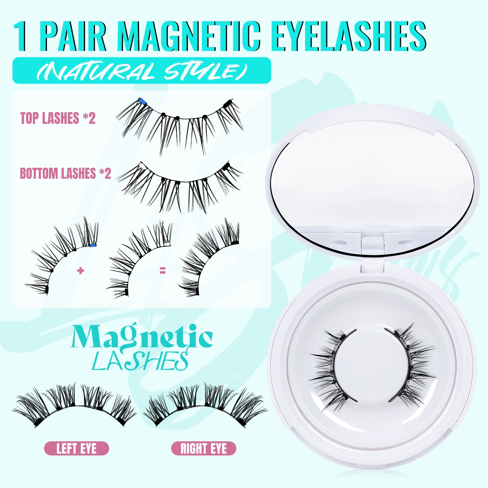 AMZGIRL Glue-Free Magnetic Lashes (1Pair-Natural)