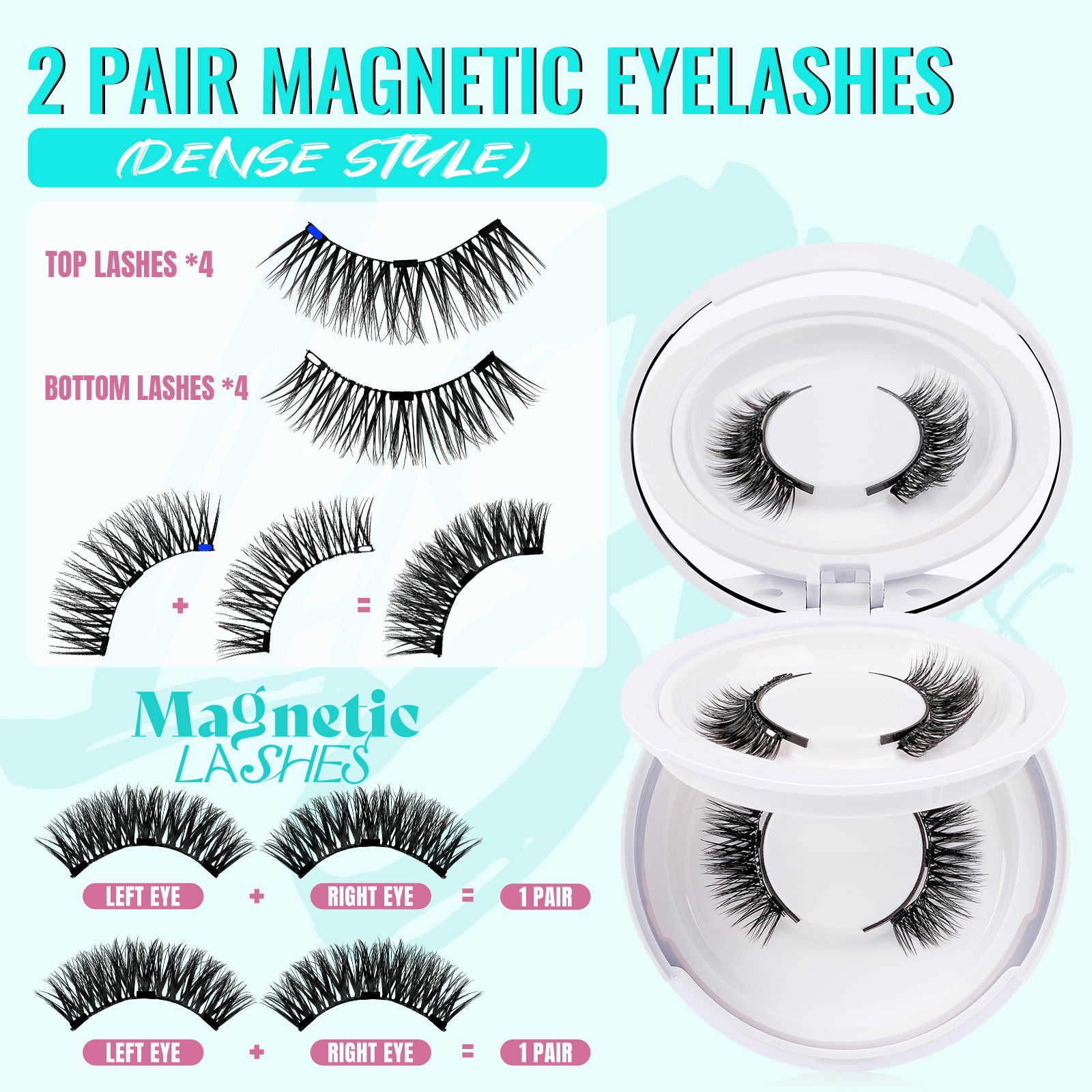AMZGIRL Glue-Free Magnetic Lashes (2Pairs-Dense)