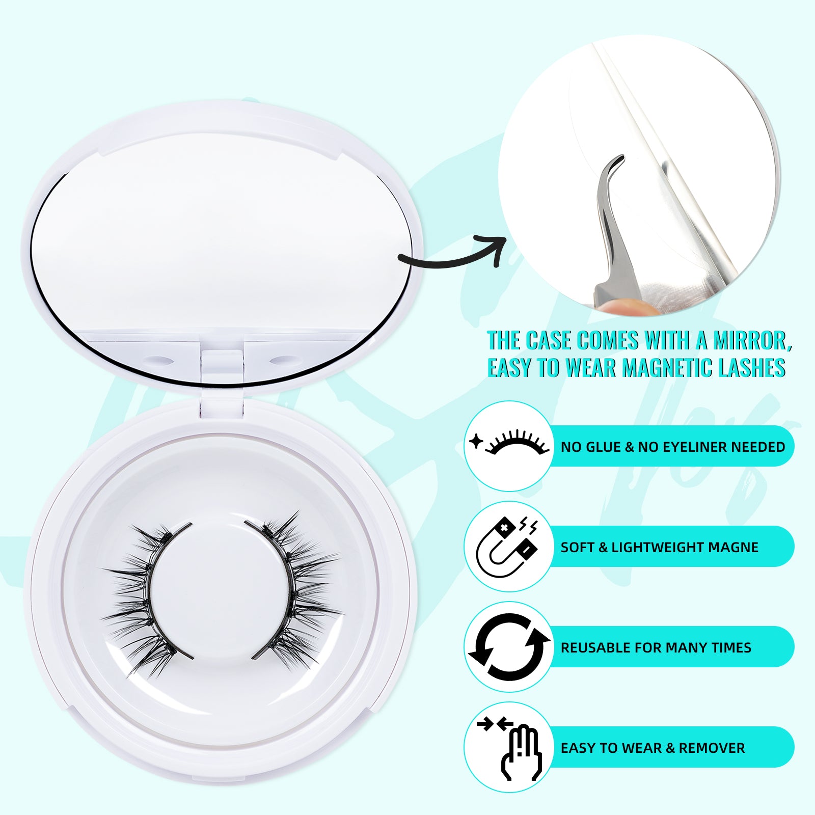 AMZGIRL Glue-Free Magnetic Lashes (1Pair-Natural)