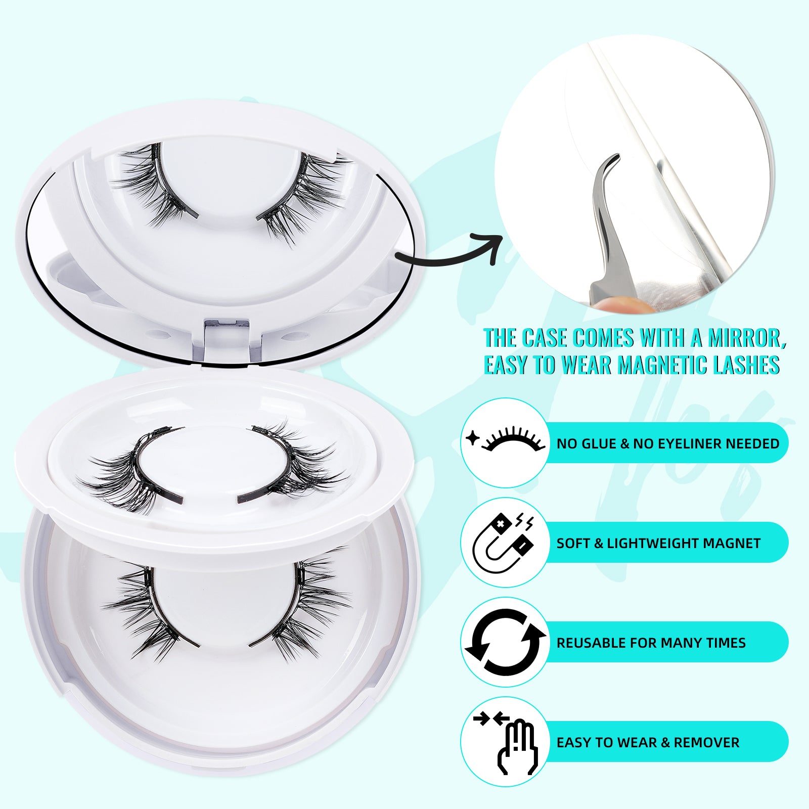 AMZGIRL Glue-Free Magnetic Lashes (2Pairs-Natural)