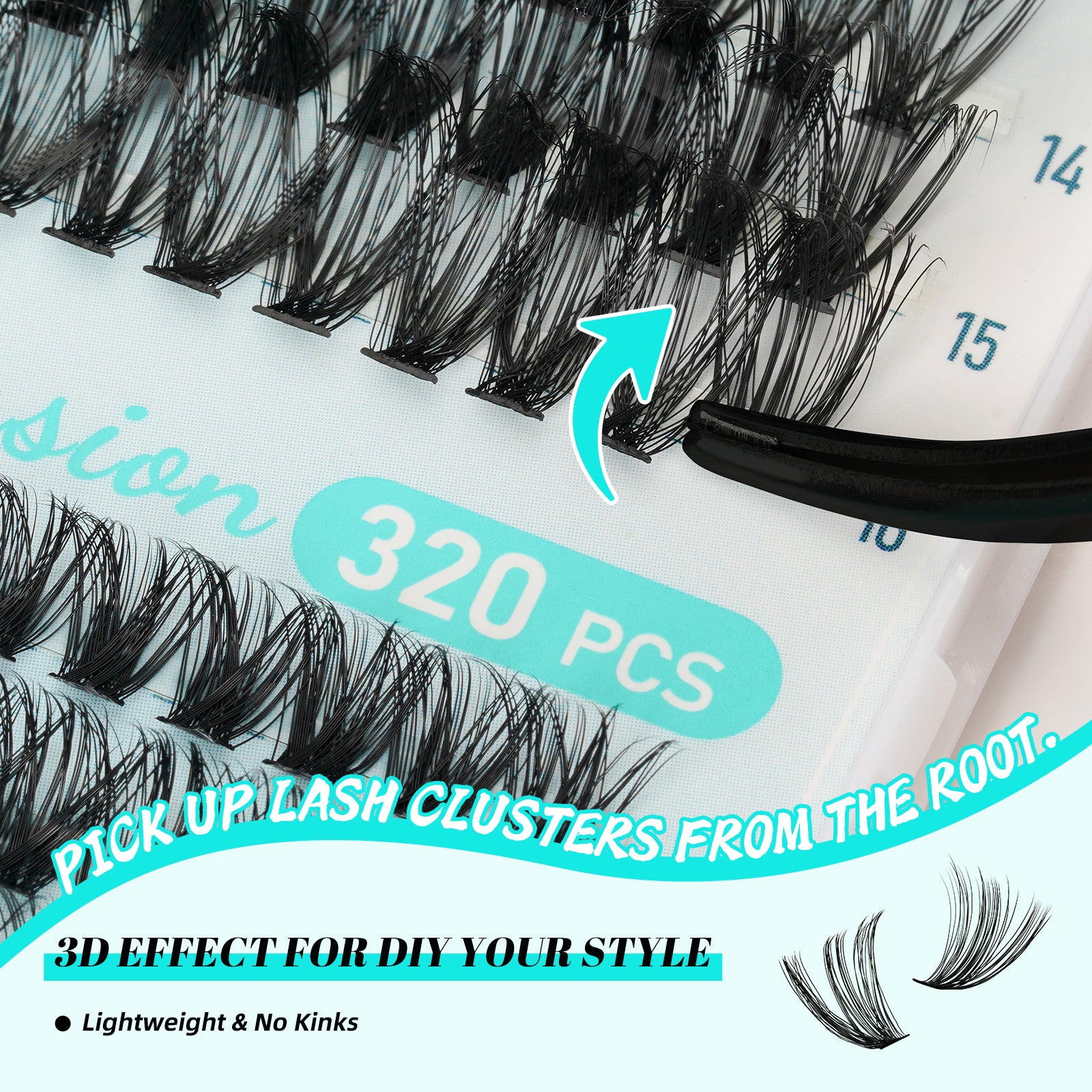 AMZGIRL 320Pcs Lash Clusters Kit 40D 50D Eyelash Extension Kit