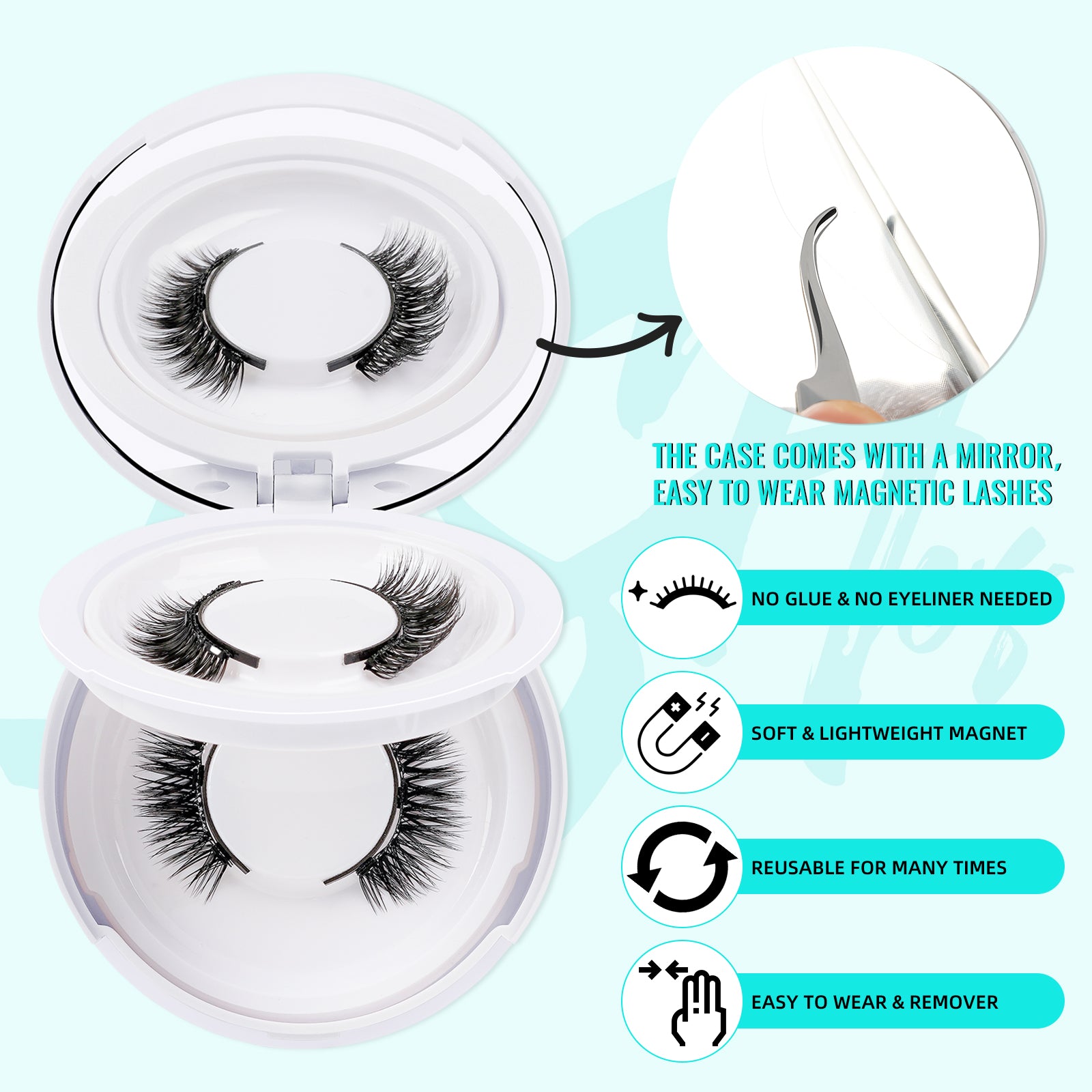 AMZGIRL Glue-Free Magnetic Lashes (2Pairs-Dense)
