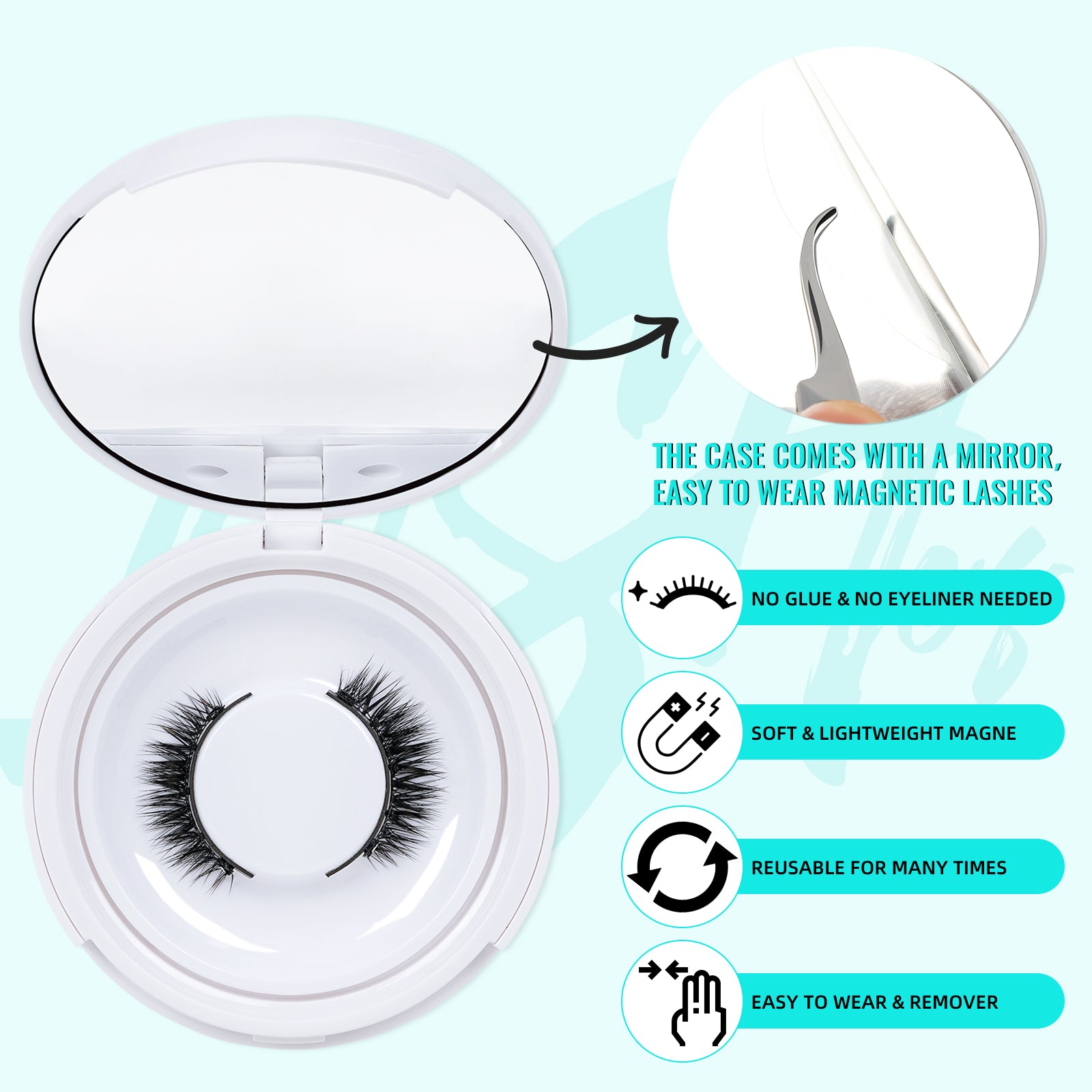 AMZGIRL Glue-Free Magnetic Lashes (1Pair-Dense)