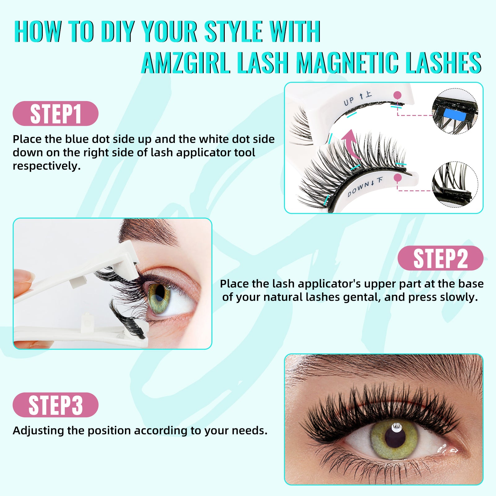 AMZGIRL Glue-Free Magnetic Lashes (2Pairs-Dense)