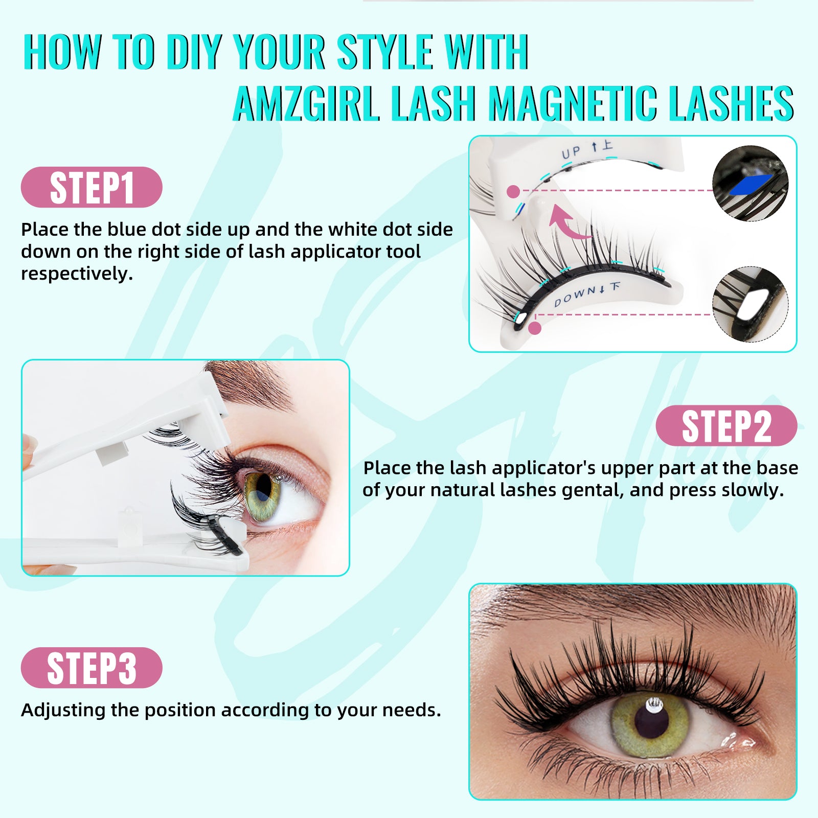 AMZGIRL Glue-Free Magnetic Lashes (1Pair-Natural)