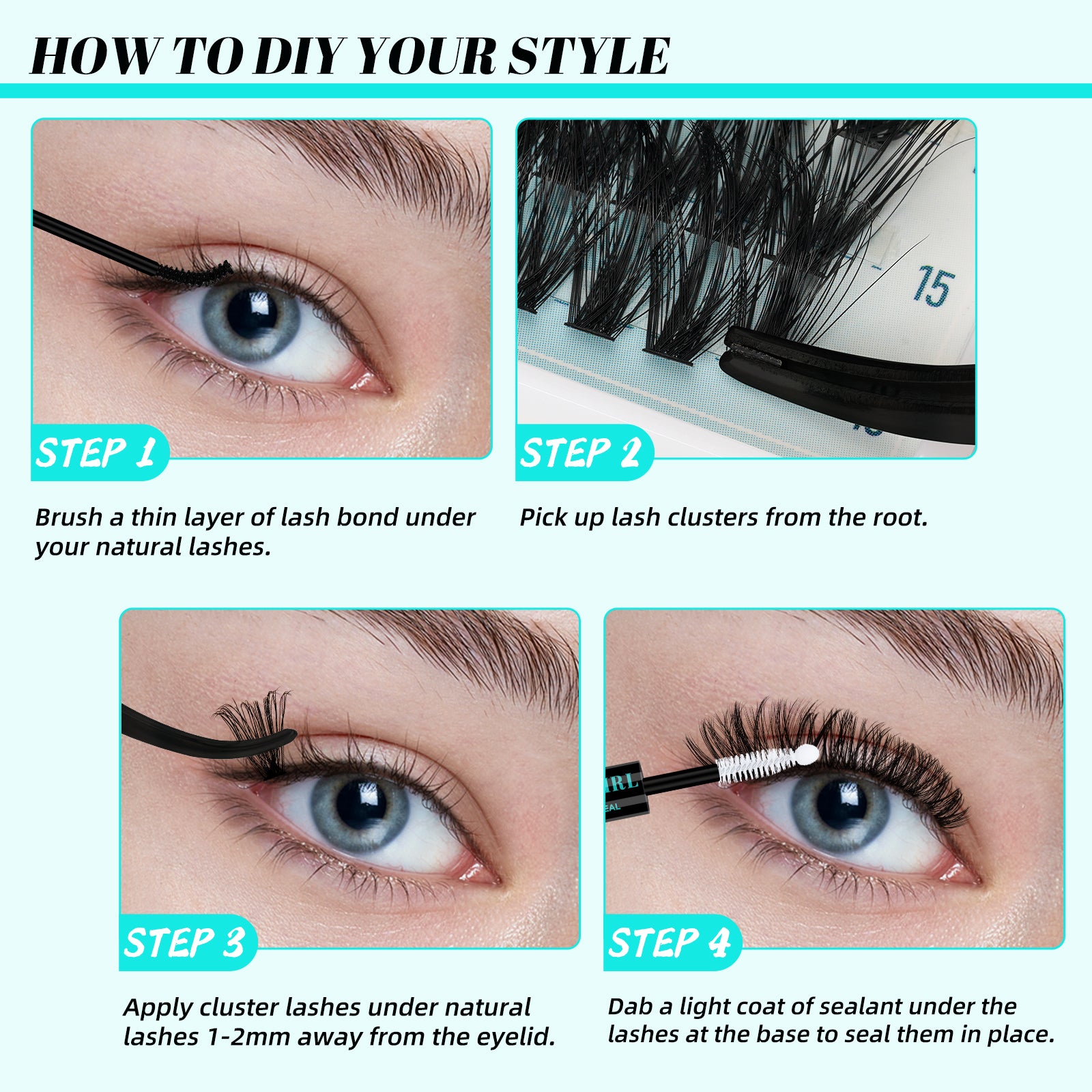 AMZGIRL 320Pcs Lash Clusters Kit 40D 50D Eyelash Extension Kit