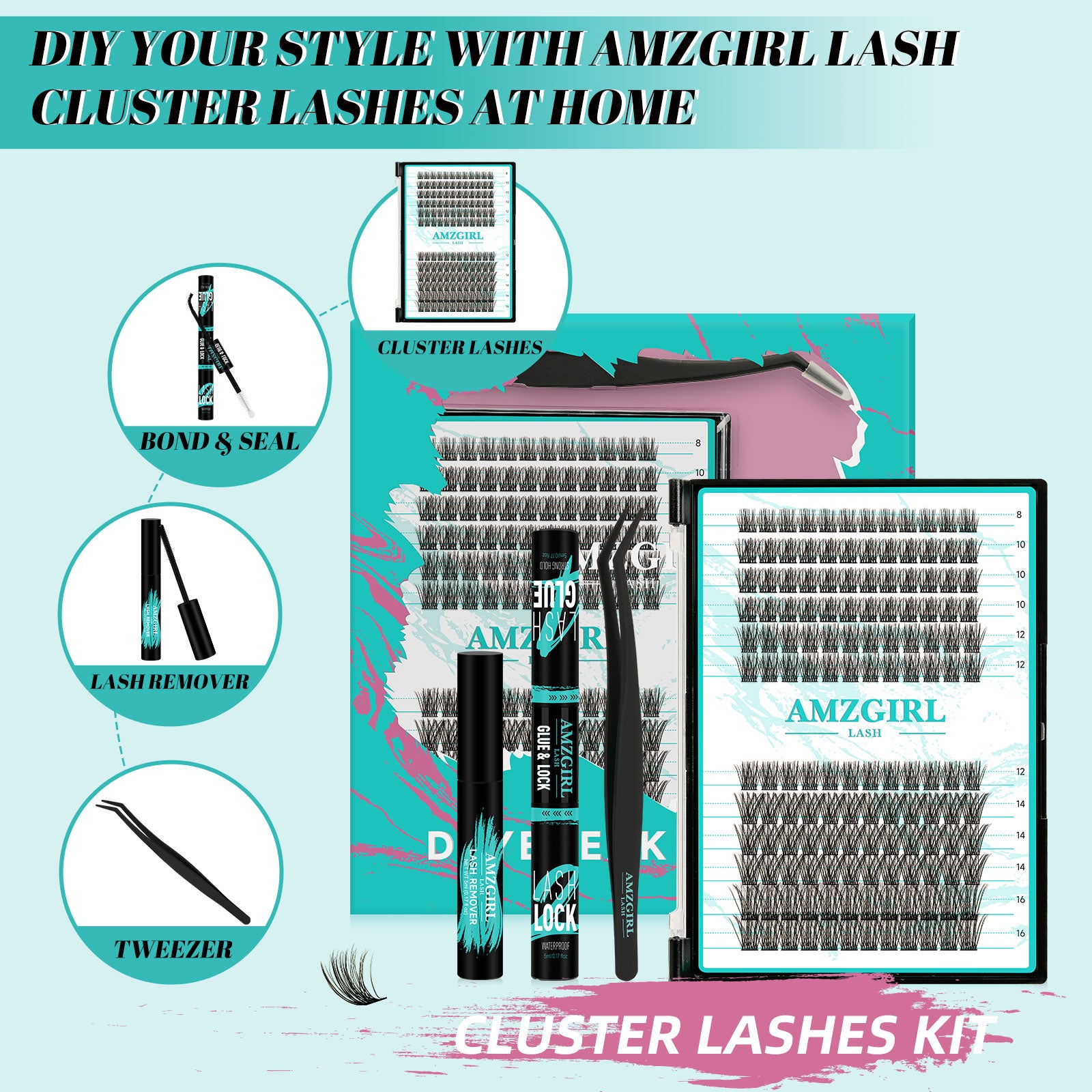 AMZGlRL Daybreak Lash Clusters kit at Home 144 pcs