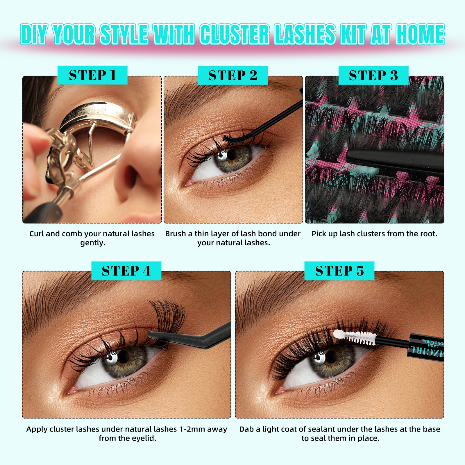 AMZGIRL Lush Volume DIY Individual Lashes Clusters Kit 320Pcs