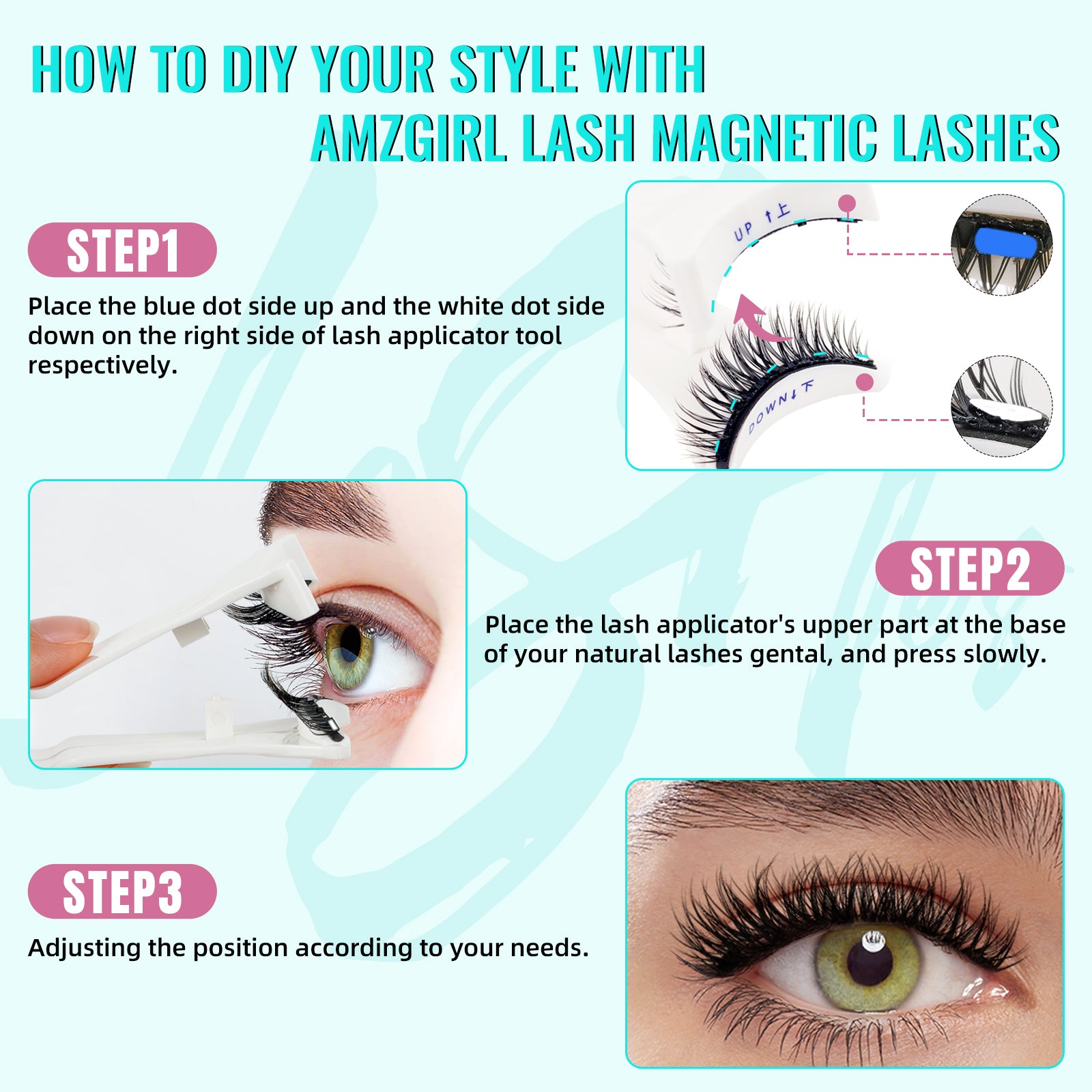 AMZGIRL Glue-Free Magnetic Lashes (1Pair-Dense)