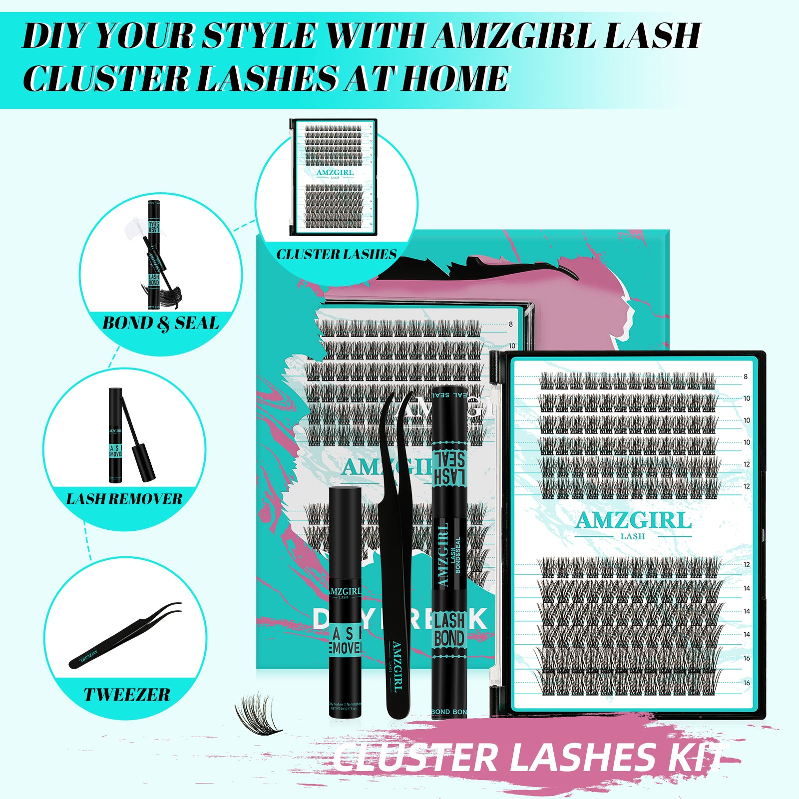 AMZGIRL XP05 Lash Clusters Kit Eyelash Extension Kit