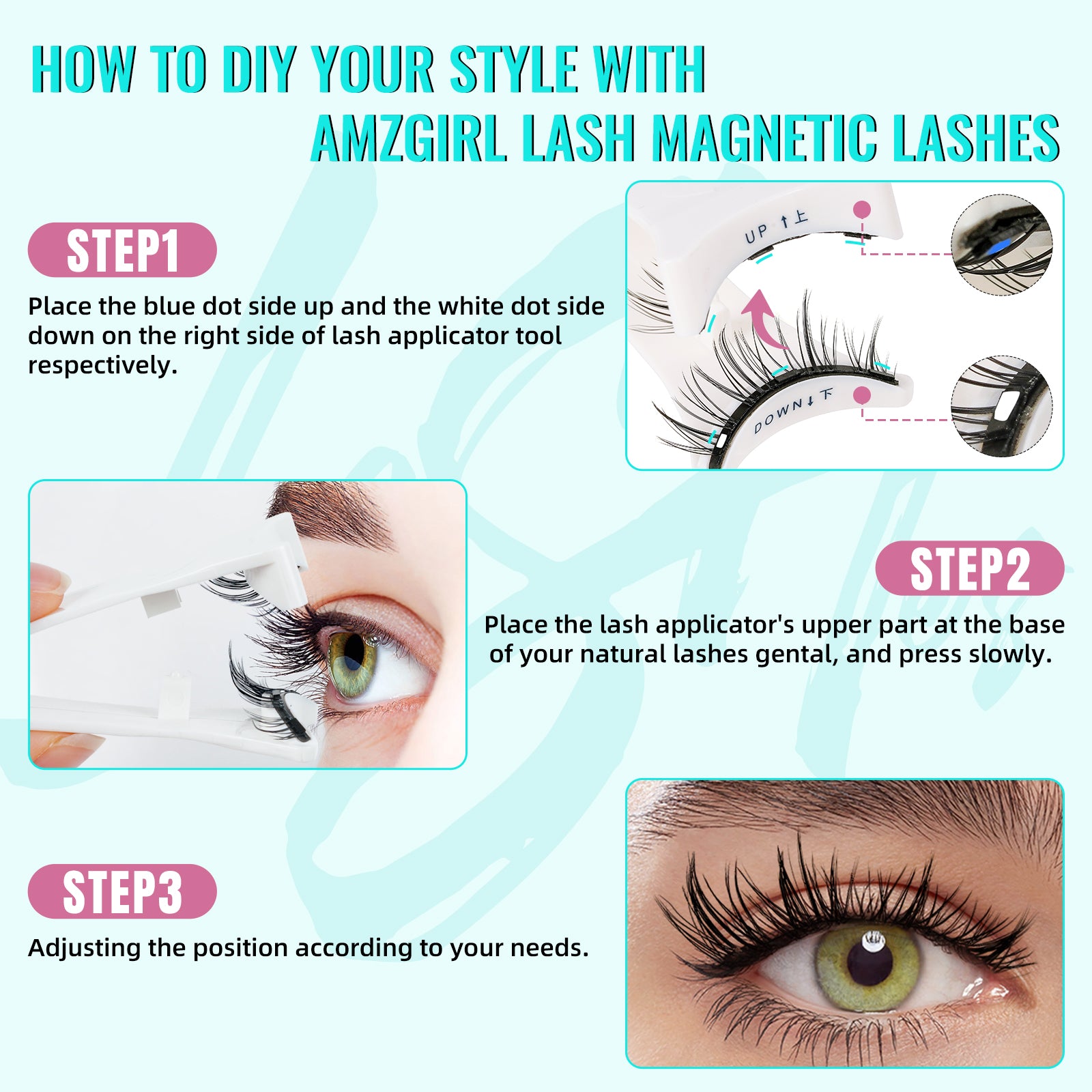 AMZGIRL Glue-Free Magnetic Lashes (2Pairs-Natural)