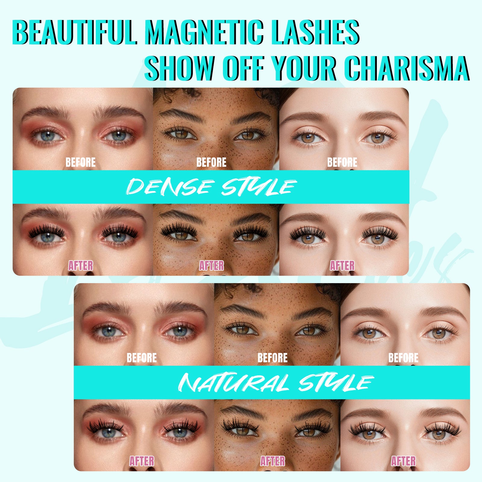 AMZGIRL Glue-Free Magnetic Lashes (2Pairs-Dense)