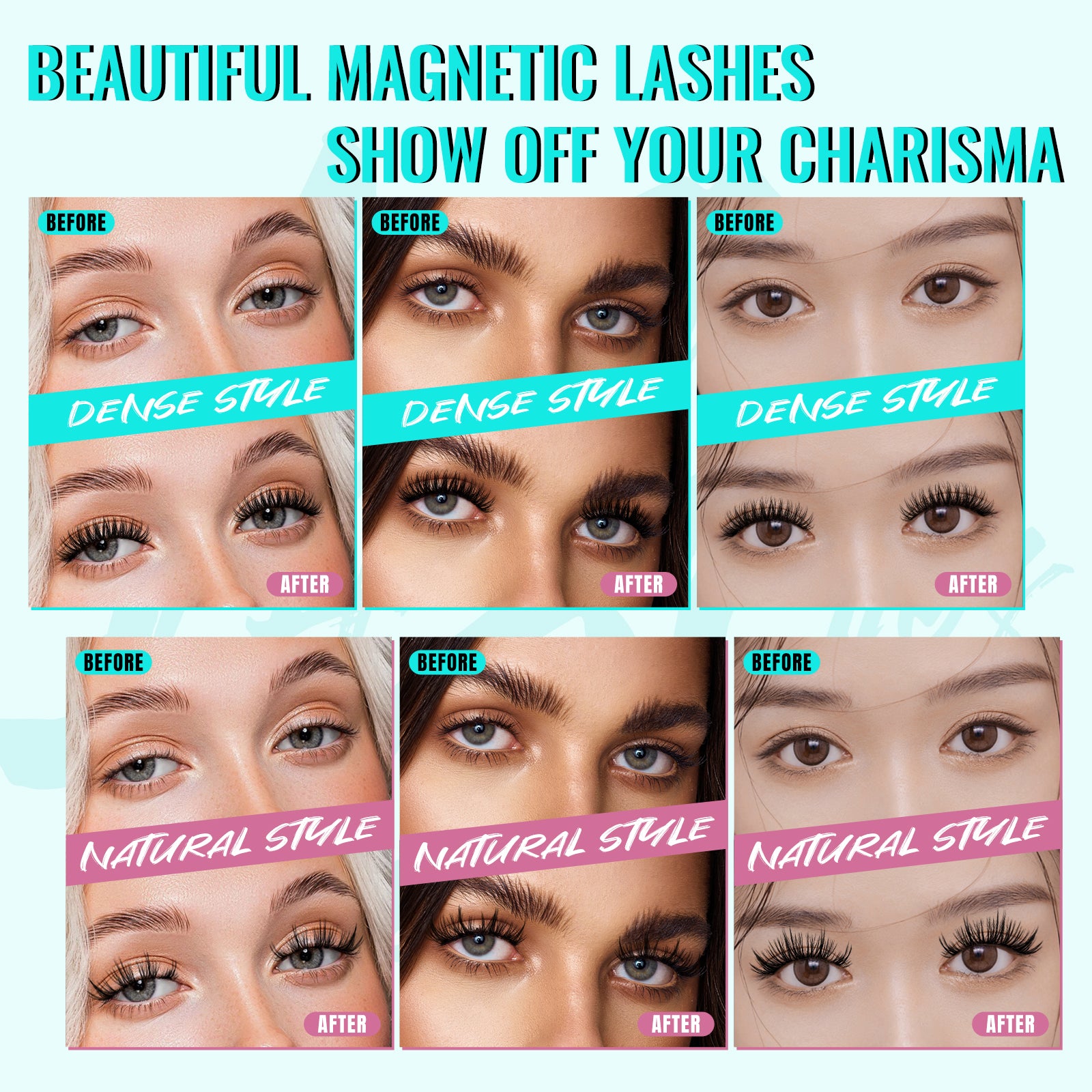 AMZGIRL Glue-Free Magnetic Lashes (1Pair-Natural)