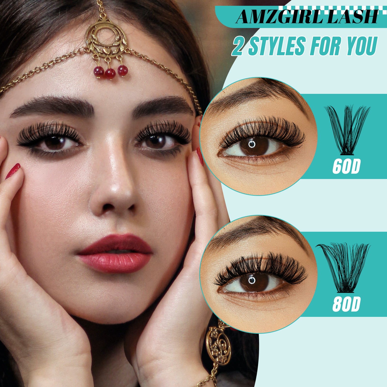 AMZGlRL 60D80D Lash Extension Kit Individual Lash Clusters Kit