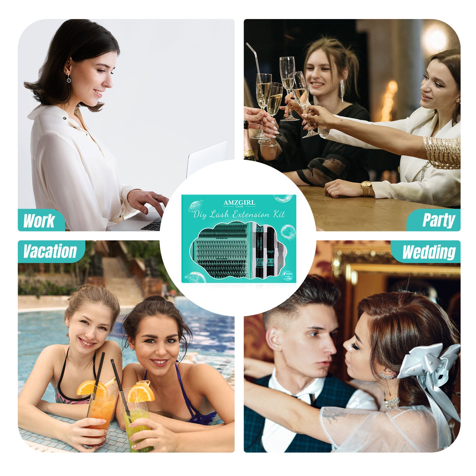 AMZGlRL 4Styles Wispy Individual Cluster Lashes with Bottom Lashes