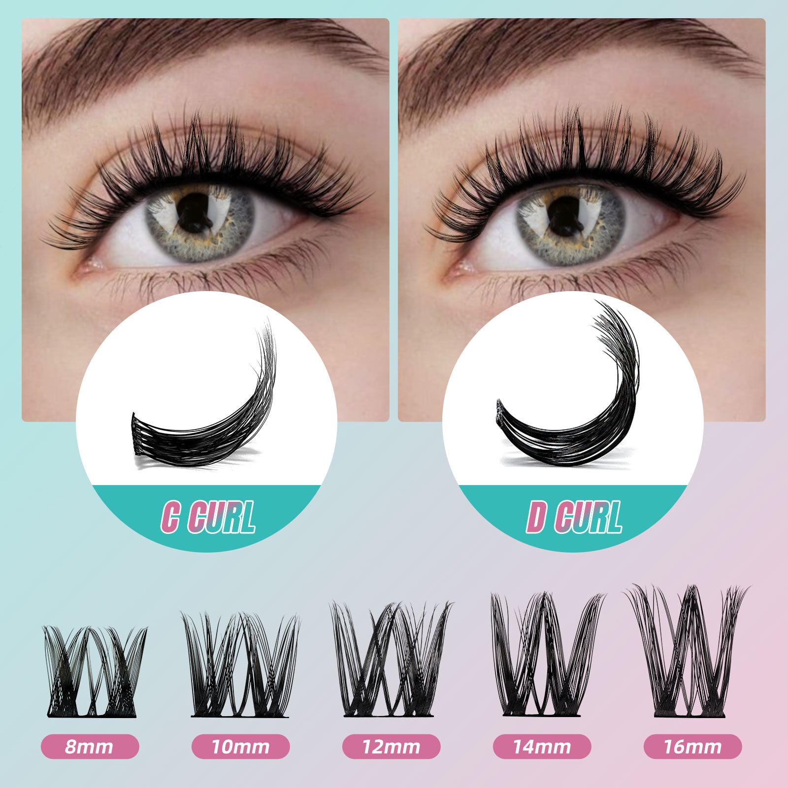 AMZGIRL SMH&ASA DIY Lash Extension Kit 144 Pcs 3 styles