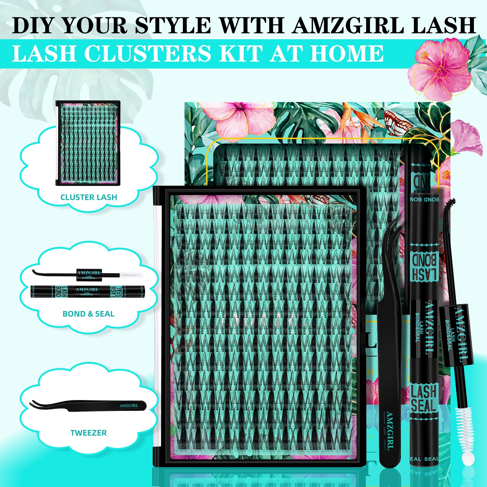 AMZGIRL Manga Lash Clusters Kit Anime Extension Kit