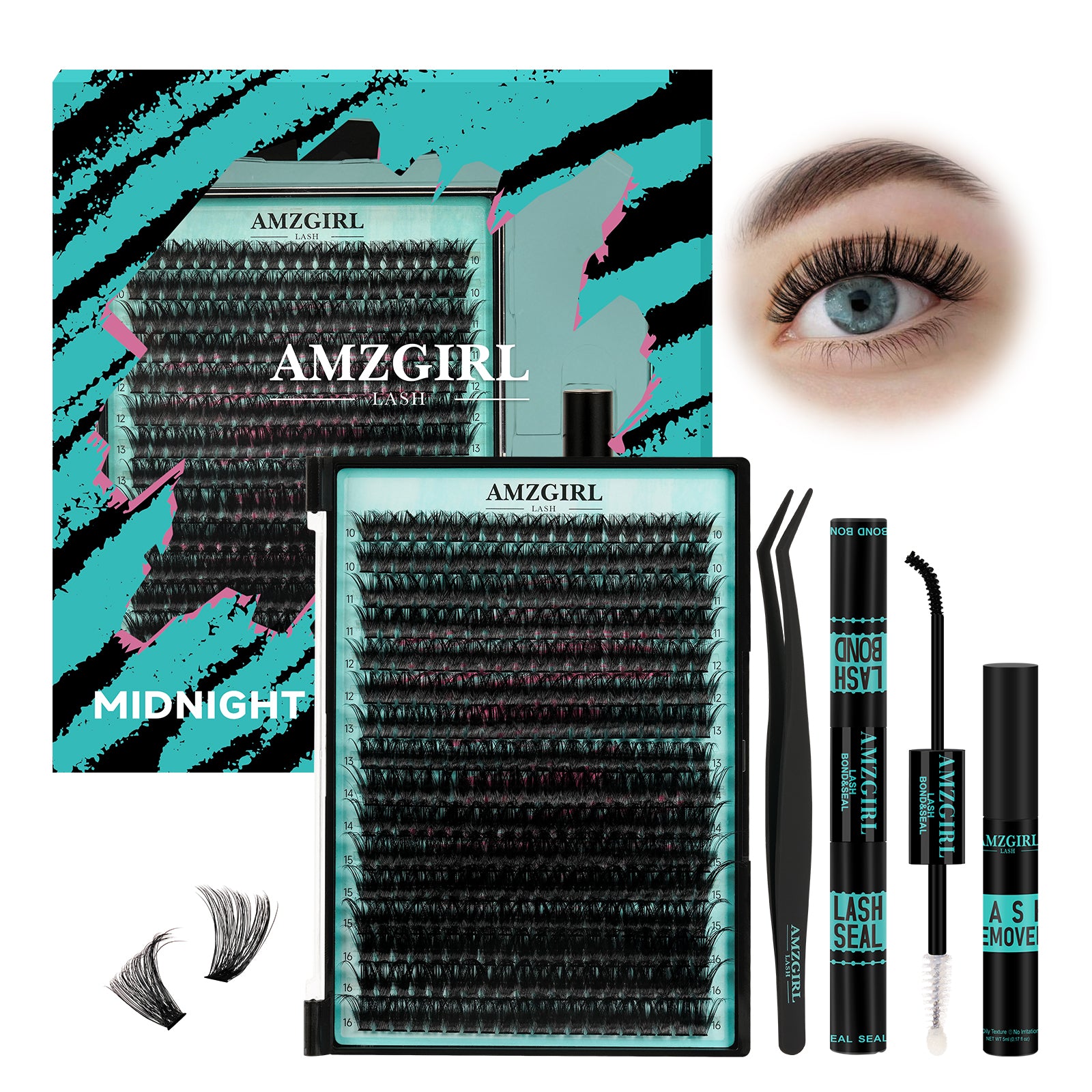 AMZGIRL Lush Volume DIY Individual Lashes Clusters Kit 320Pcs