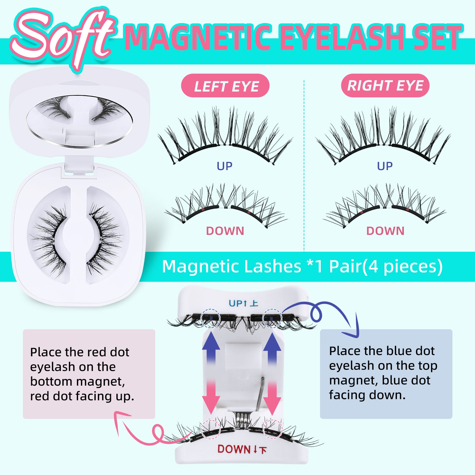 AMZGIRL Glue-Free Magnetic Lashes (1Pair-Soft Magnetic)