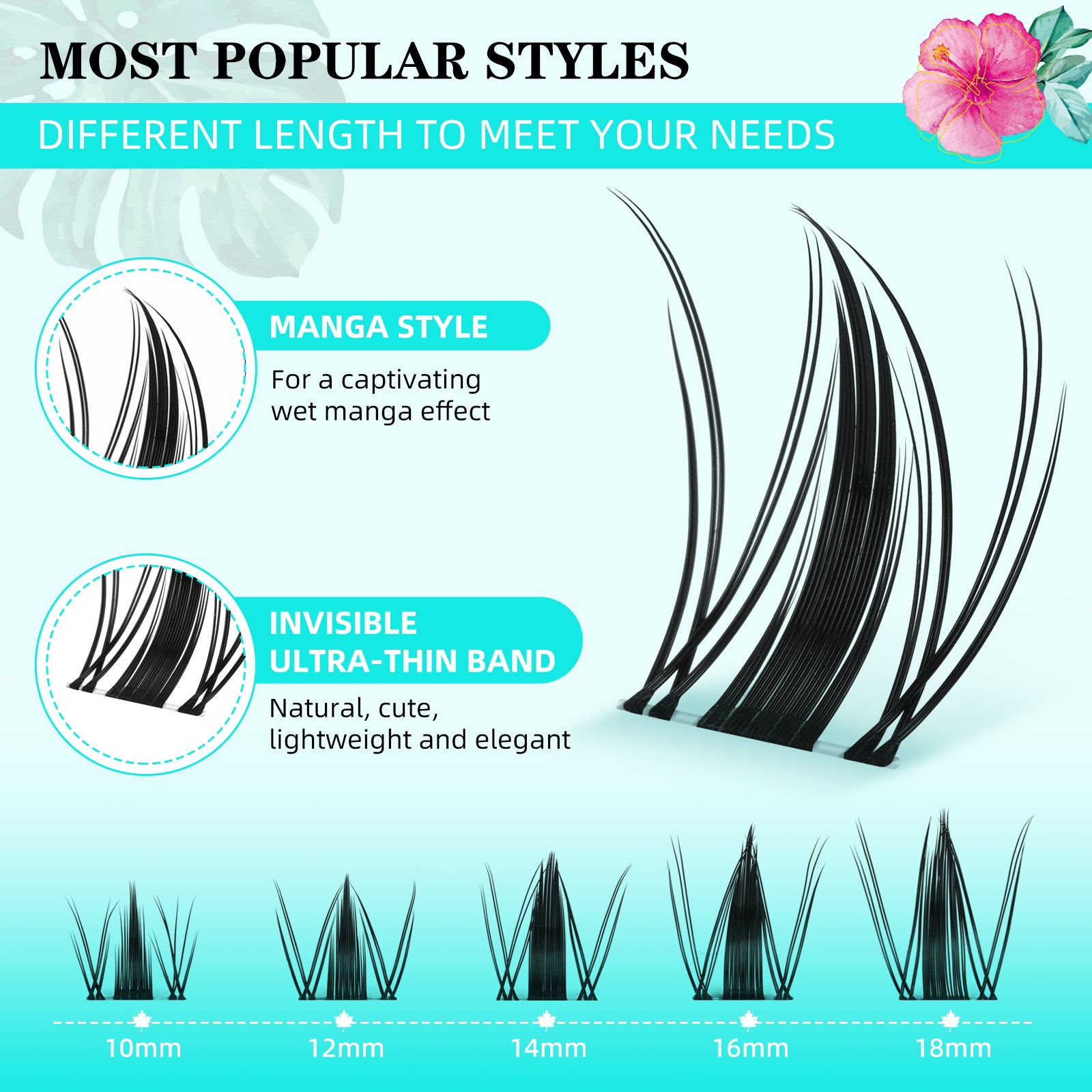 AMZGIRL Manga Lash Clusters Kit Anime Extension Kit