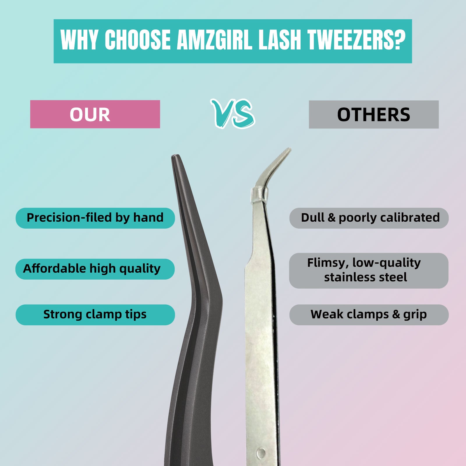 AMZGIRL Pinzetta per ciglia - 5,1 pollici