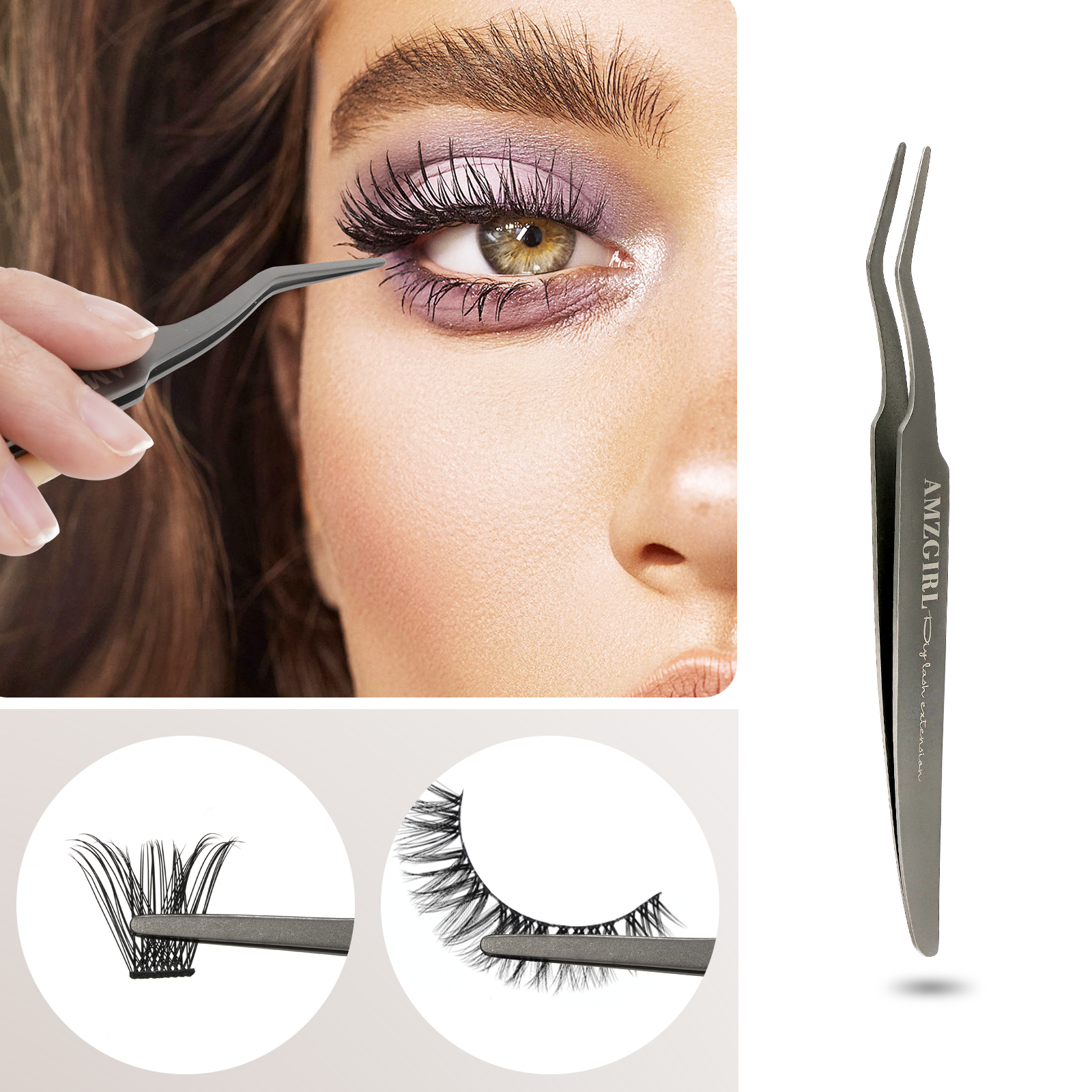 AMZGIRL Lashes Tweezers Applicator Tool Kit 3pcs