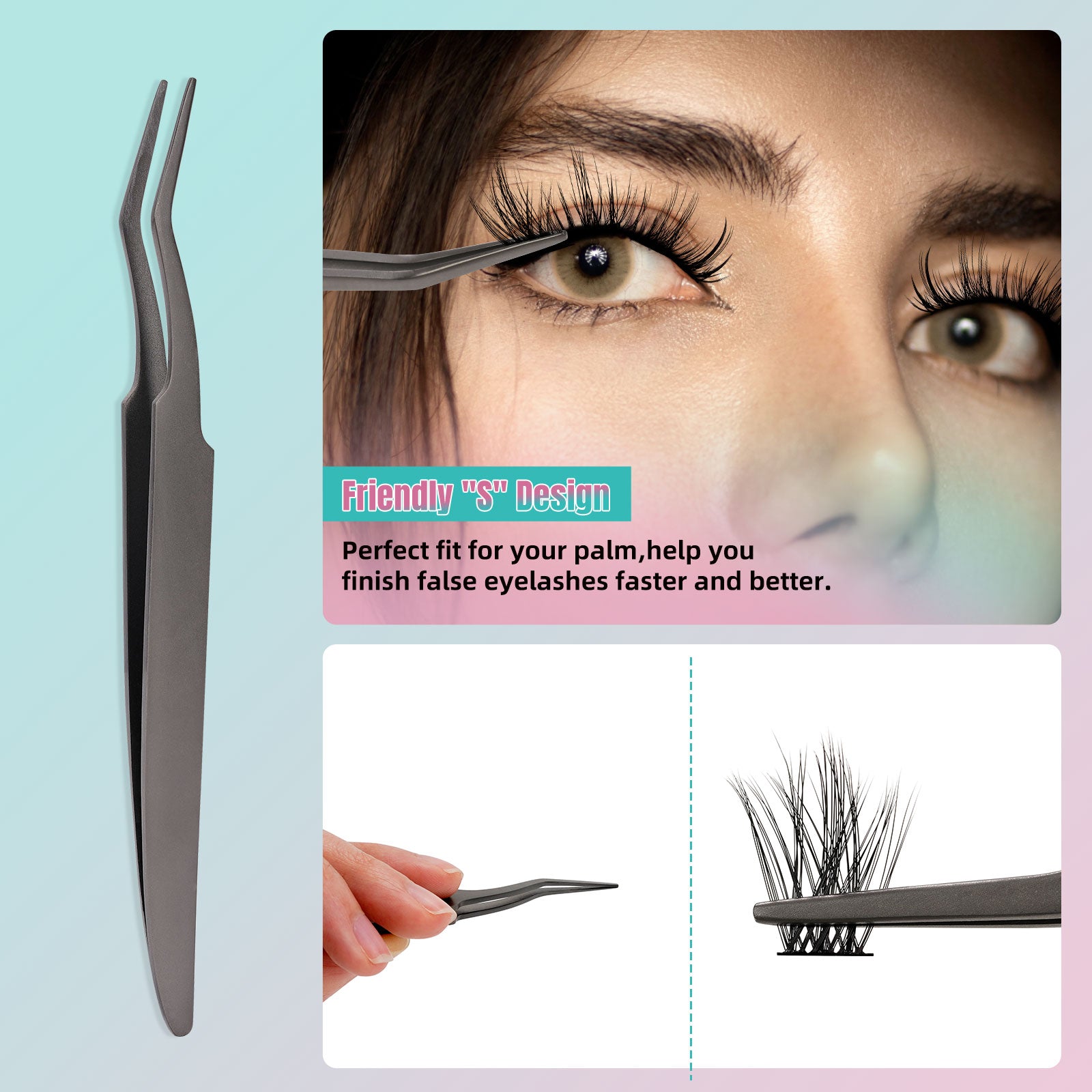 AMZGIRL Pinzetta per ciglia - 5,1 pollici