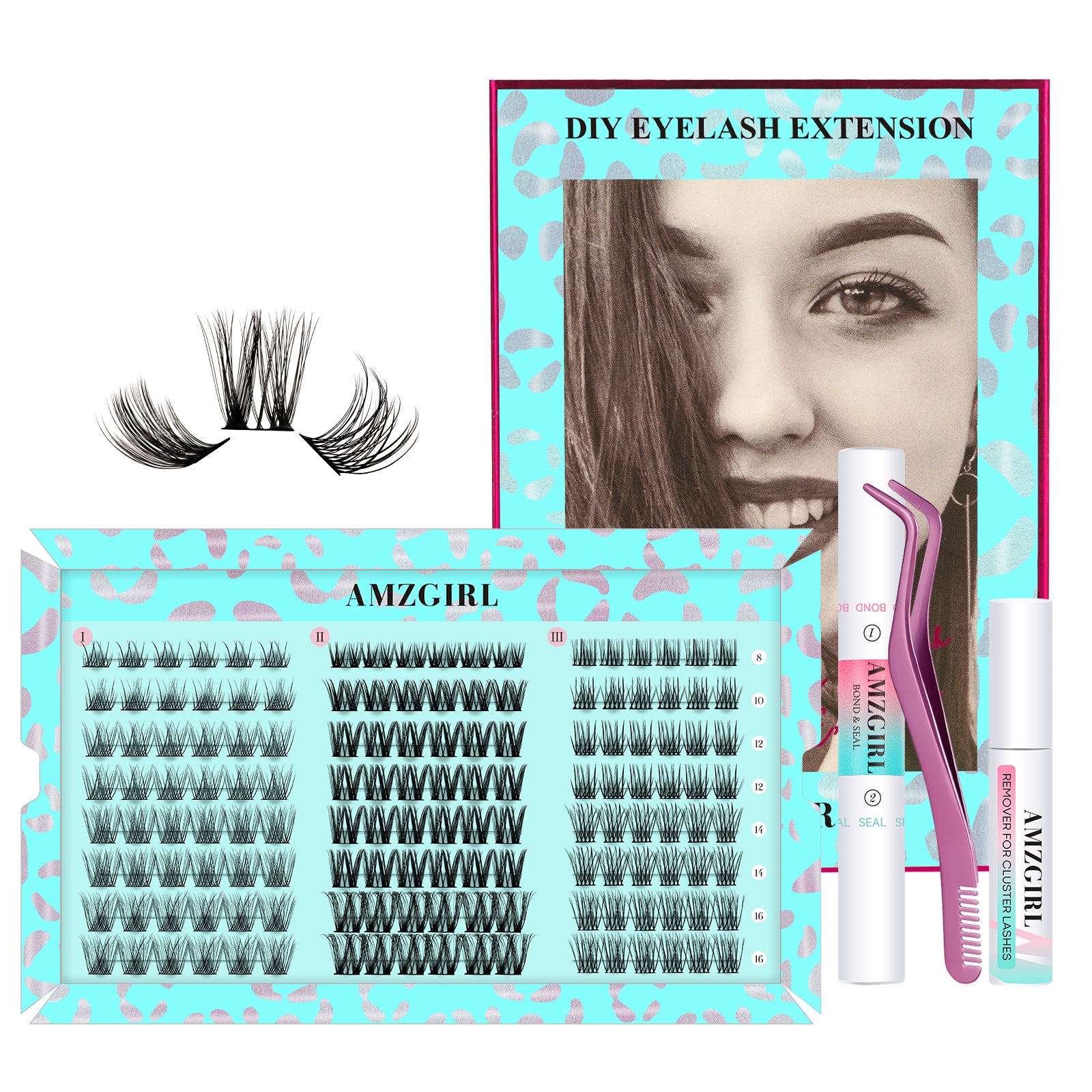 AMZGIRL SMH&ASA DIY Lash Extension Kit 144 Pcs 3 styles