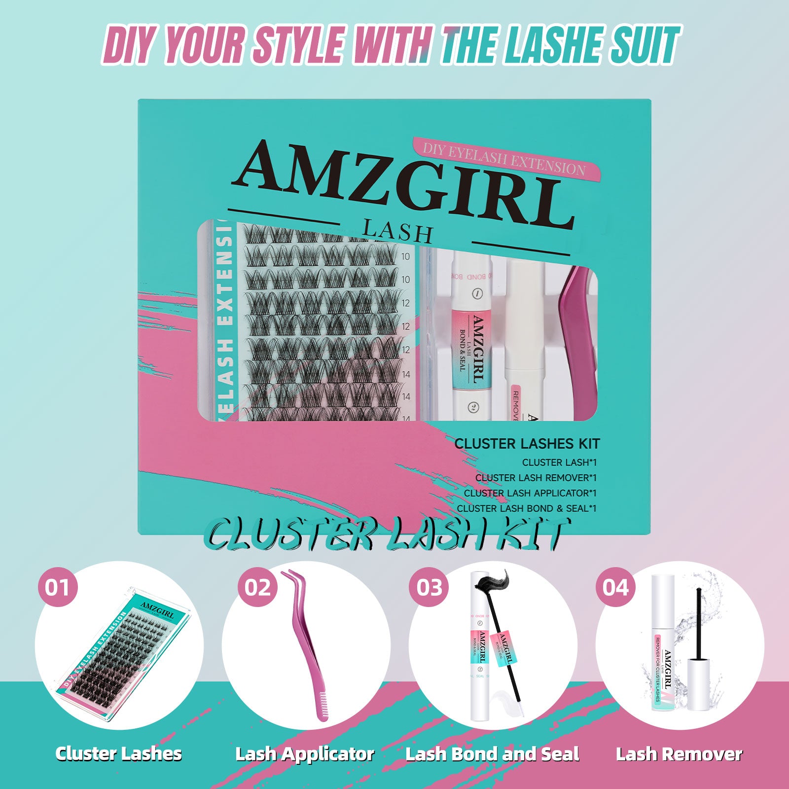 AMZGIRL Prism Lash Clusters Kits 84 Pcs