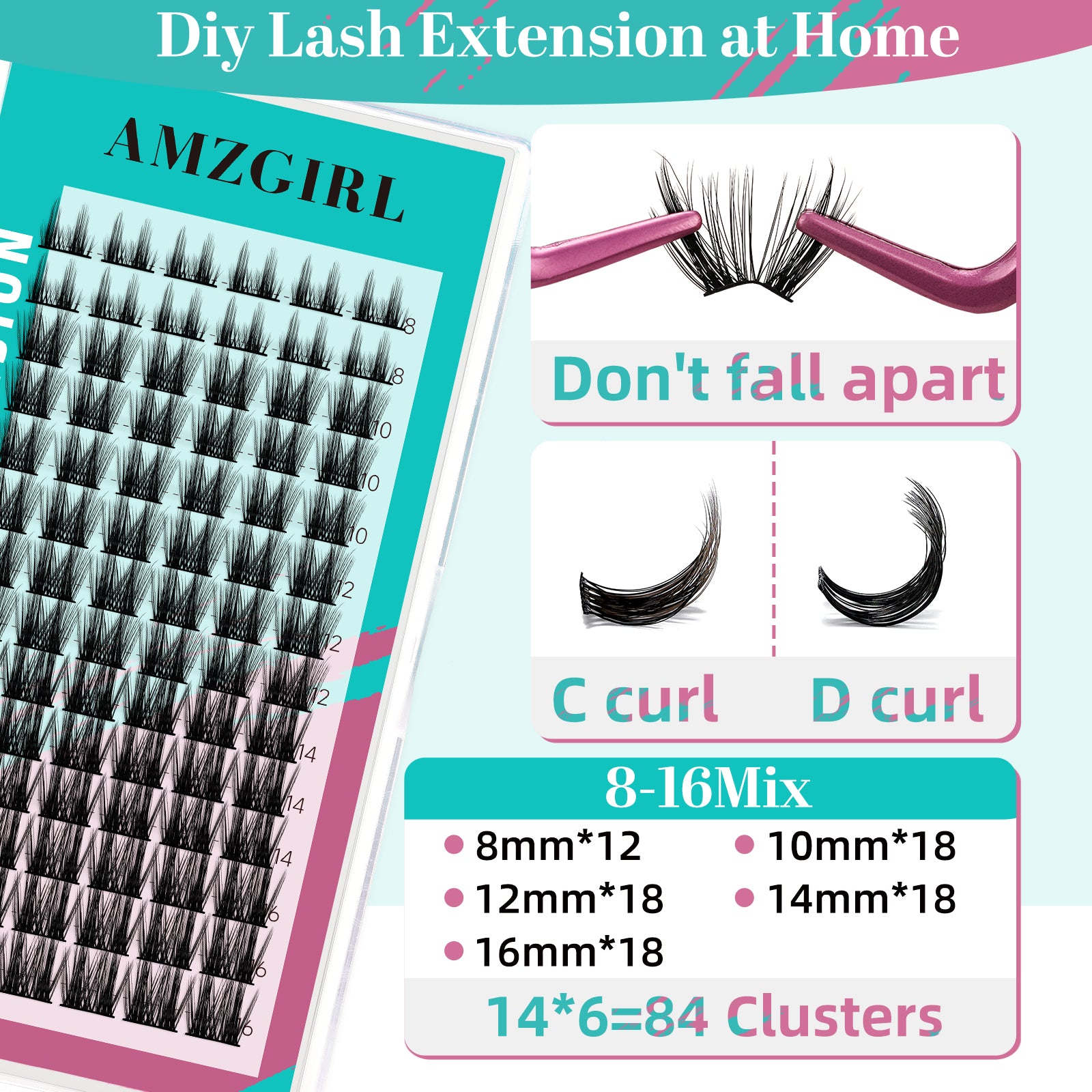 AMZGIRL Blushing Lash Clusters Kits 84 Pcs