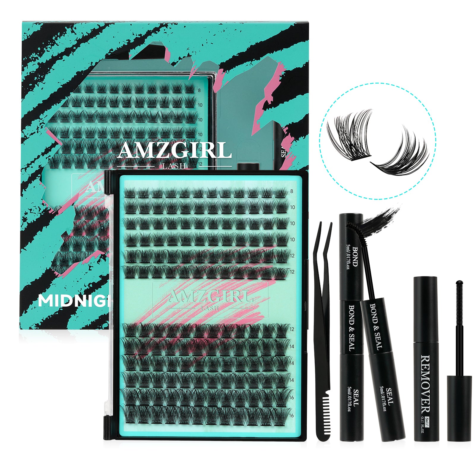 AMZGIRL Midnight Lash Clusters Kit at Home 144pcs