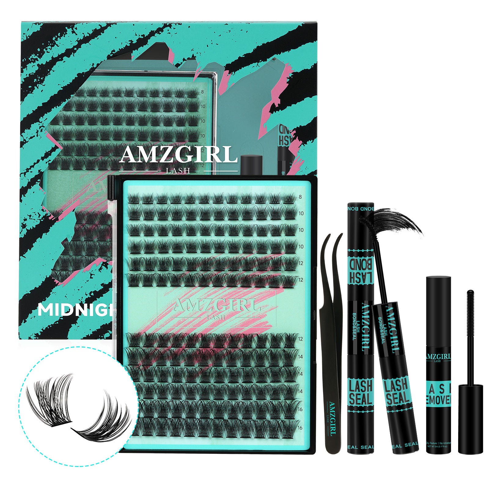 AMZGIRL Midnight Lash Clusters Kit at Home 144pcs